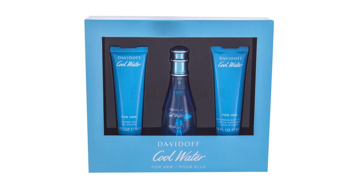 Davidoff Cool Water Woman Geschenkset Edt 50ml + 50ml Körpermilch + 50ml  Duschgel