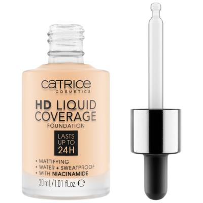 Catrice HD Liquid Coverage 24H Foundation für Frauen 30 ml Farbton  002 Porcelain Beige