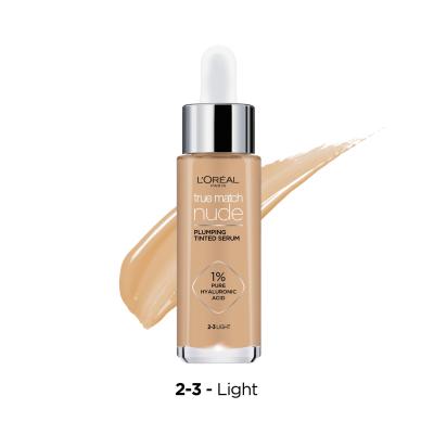 L&#039;Oréal Paris True Match Nude Plumping Tinted Serum Foundation für Frauen 30 ml Farbton  2-3 Light