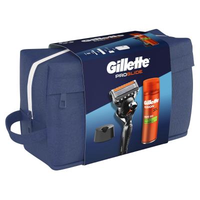 Gillette ProGlide Geschenkset ProGlide Rasierer 1 St. + Fusion Shave Gel Sensitive 200 ml + Rasiererhalter + Kosmetiktasche