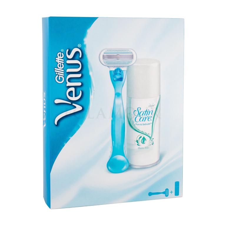Gillette Venus Geschenkset Rasierer mit einer Klinge 1 St + Rasiergel Satin Care Pure &amp; Delicate 75 ml
