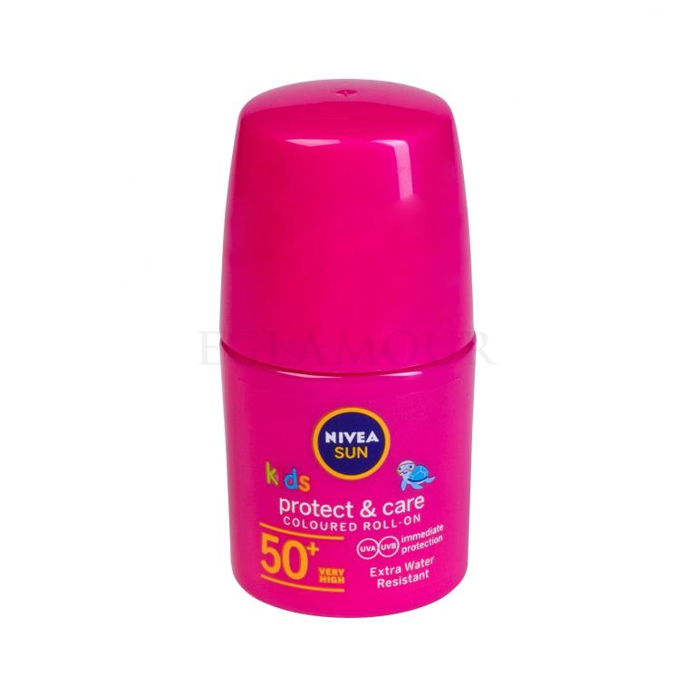 Nivea Sun Kids Protect &amp; Care Coloured Roll-On SPF50+ Sonnenschutz für Kinder 50 ml Farbton  Pink