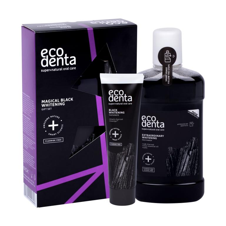 Ecodenta Toothpaste Black Whitening Geschenkset Whitening Zahnpasta Black Whitening 100 ml + Mundwasser Extraordinary Whitening 500 ml
