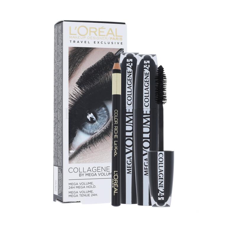 L&#039;Oréal Paris Mega Volume Collagene 24h Geschenkset 2x 9 ml Mascara Mega Volume Collagene 24h + 2g Eye Contour Khol Black