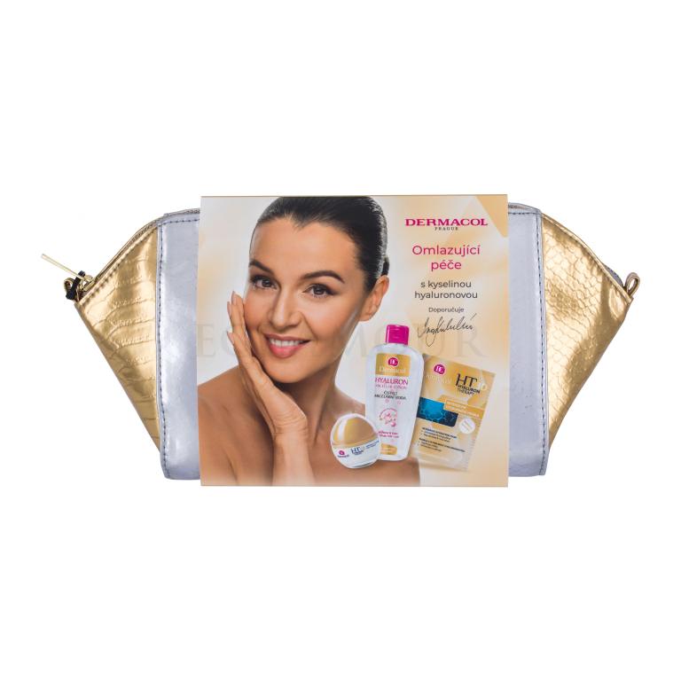 Dermacol 3D Hyaluron Therapy Geschenkset Tagescreme für Gesicht 50 ml + Mizellenwasser 200 ml + Remodellierende und Feuchtigkeitsspendende Maske 2x8 g + Kosmetiktasche
