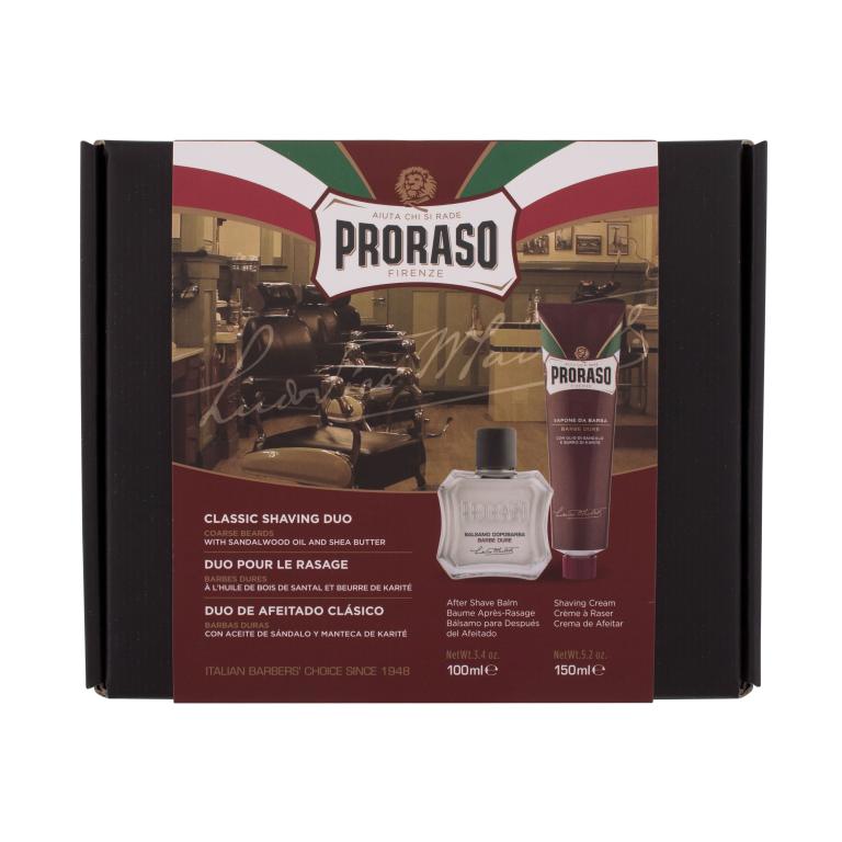 PRORASO Red Classic Shaving Duo Geschenkset After Shave Balsam Red 100 ml + Rasiercreme Red 150 ml