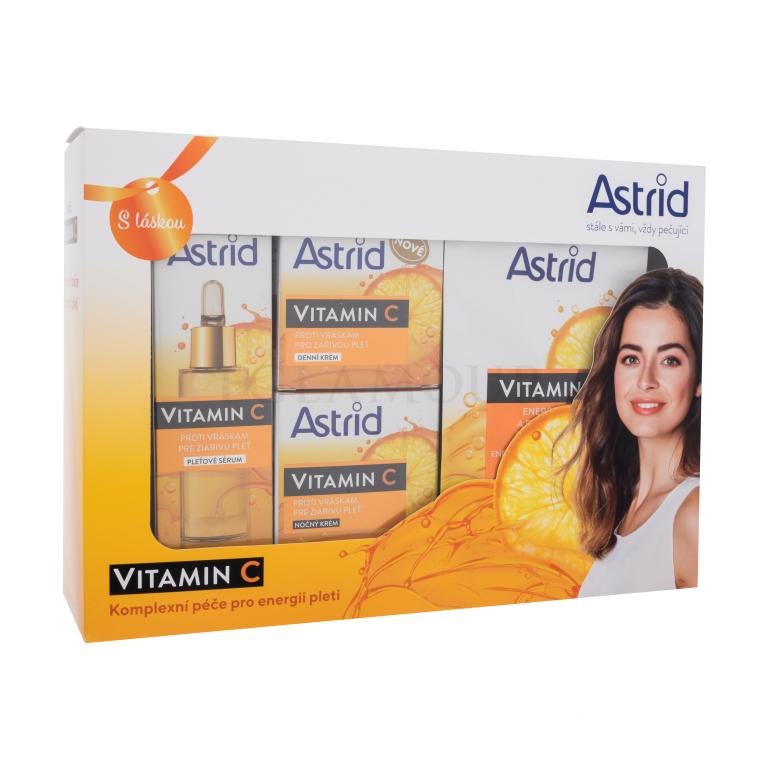 Astrid Vitamin C Geschenkset Hautserum Vitamin C Serum 30 ml + Tagescreme Vitamin C Day Cream 50 ml + Nachtcreme Vitamin C Night Cream 50 ml + Tuchmaske Vitamin C Energizing Textile Mask 20 ml
