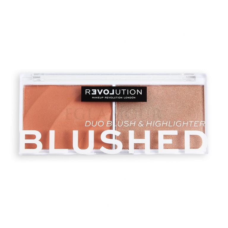 Revolution Relove Colour Play Blushed Duo Blush &amp; Highlighter Contouring Palette für Frauen 5,8 g Farbton  Queen