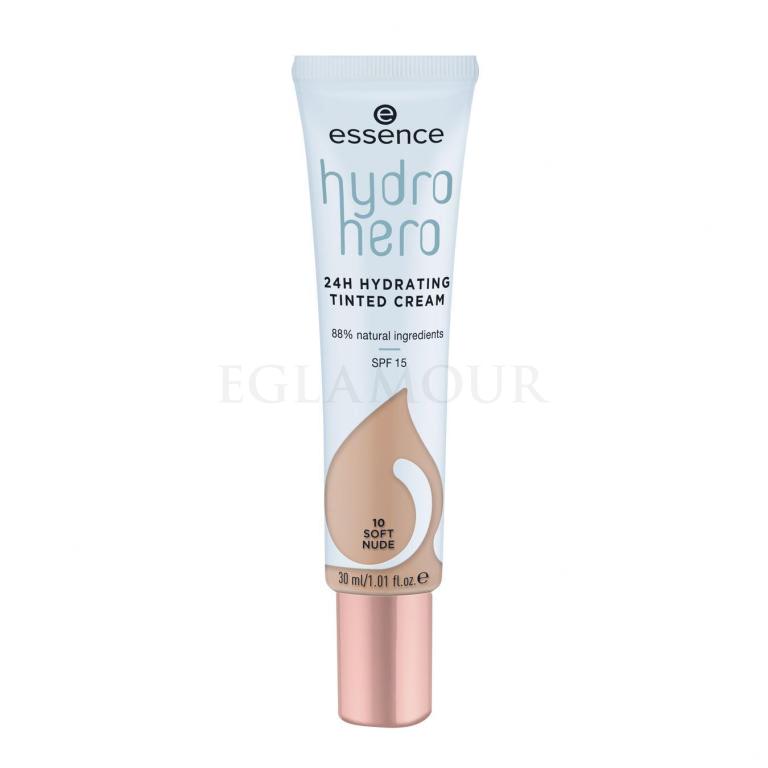 Essence Hydro Hero 24H Hydrating Tinted Cream SPF15 Foundation für Frauen 30 ml Farbton  10 Soft Nude