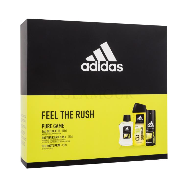Adidas Pure Game Geschenkset Eau de Toilette 100 ml + Duschgel 250 ml + Deodorant 150 ml