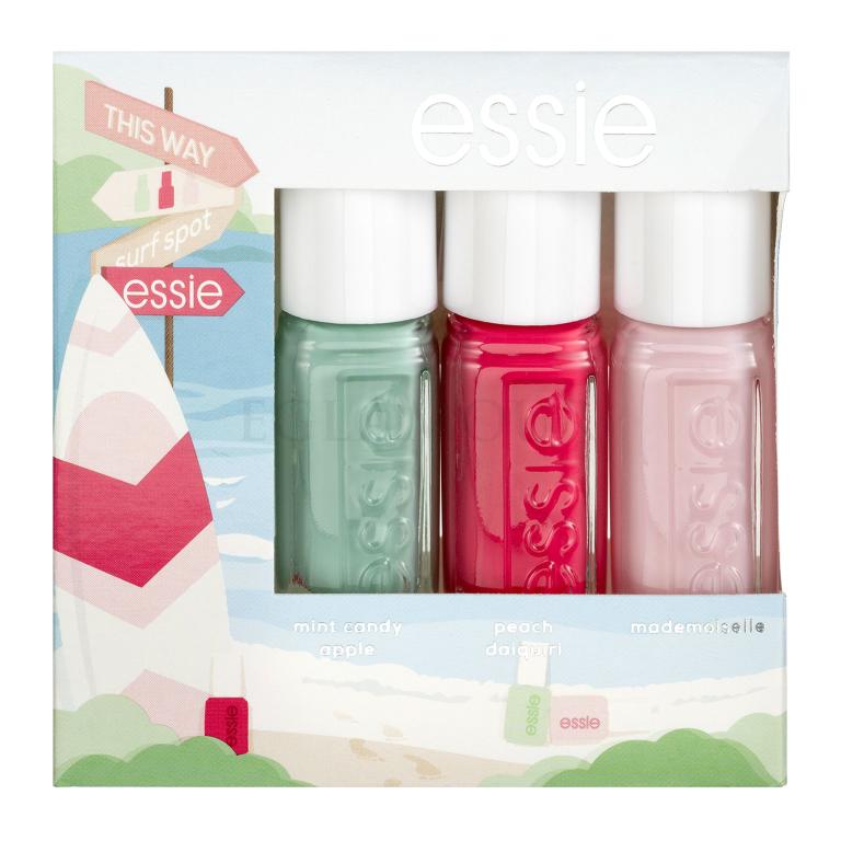 Essie Summer Mini Trio Meet The Adventures Geschenkset Nagellack 5 ml + Nagellack 5 ml Peach Daiquiri + Nagellack 5 ml Mademoiselle
