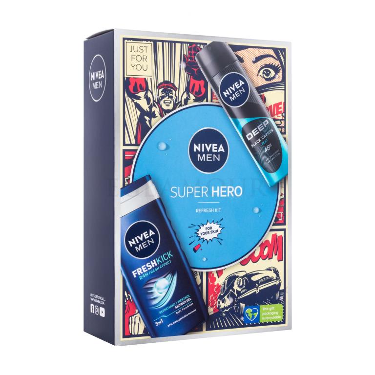 Nivea Men Super Hero Geschenkset Duschgel Men Fresh Kick 250 ml + Antiperspirant Men Deep Beat 150 ml