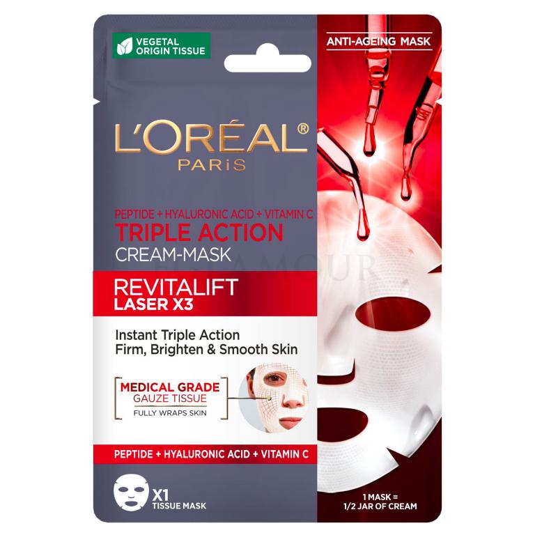 L&#039;Oréal Paris Revitalift Laser X3 Triple Action Tissue Mask Gesichtsmaske für Frauen 28 g