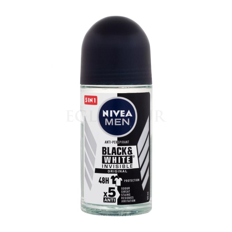 Nivea Men Invisible For Black &amp; White Original Deo Roll-On Antiperspirant für Herren 50 ml