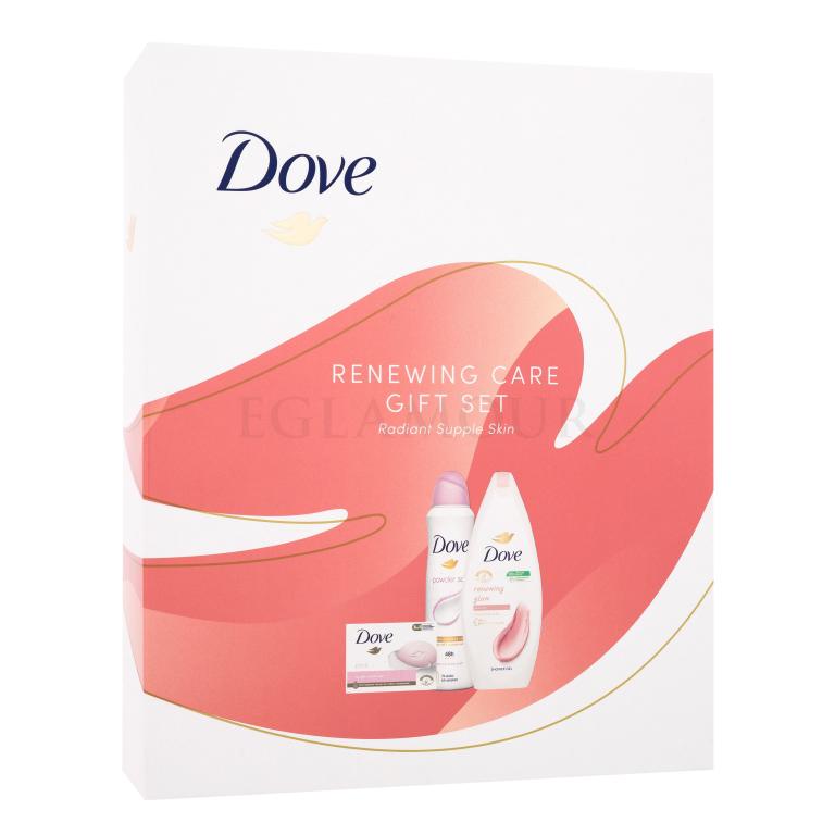 Dove Renewing Care Gift Set Geschenkset Duschgel Renewing Glow Shower Gel 250 ml + Seife Pink Beauty Cream Bar 90 g + Antiperspirant Powder Soft 150 ml