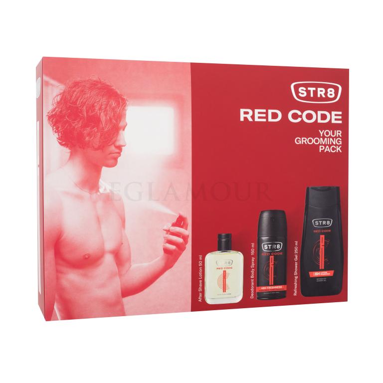 STR8 Red Code Geschenkset Rasierwasser 50 ml + Deodorant 150 ml + Duschgel 250 ml