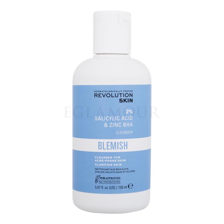 Revolution Skincare Blemish 2% Salicylic Acid &amp; Zinc BHA Cleanser Reinigungsgel für Frauen 150 ml