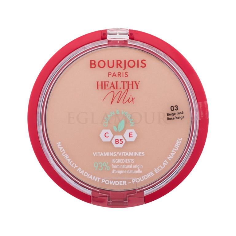 BOURJOIS Paris Healthy Mix Clean &amp; Vegan Naturally Radiant Powder Puder für Frauen 10 g Farbton  03 Rose Beige