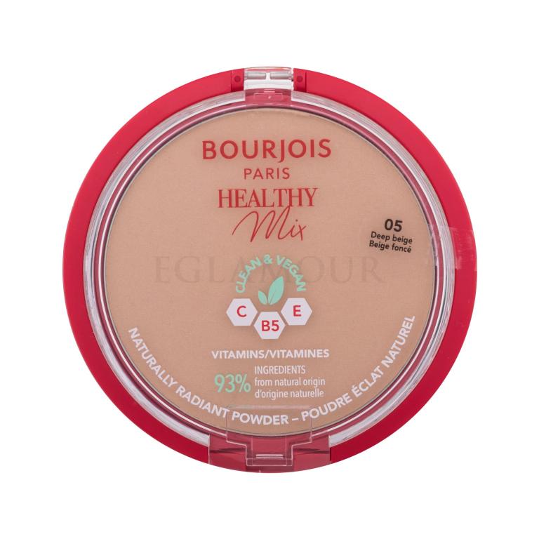 BOURJOIS Paris Healthy Mix Clean &amp; Vegan Naturally Radiant Powder Puder für Frauen 10 g Farbton  05 Deep Beige