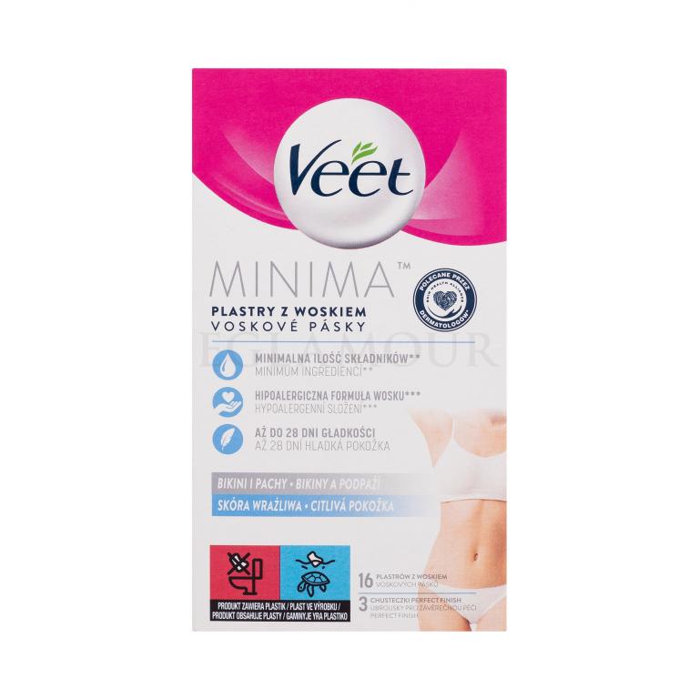 Veet Minima Hypoallergenic Wax Strip Bikini And Underarms Sensitive Skin Depilationspräparat für Frauen 16 St.