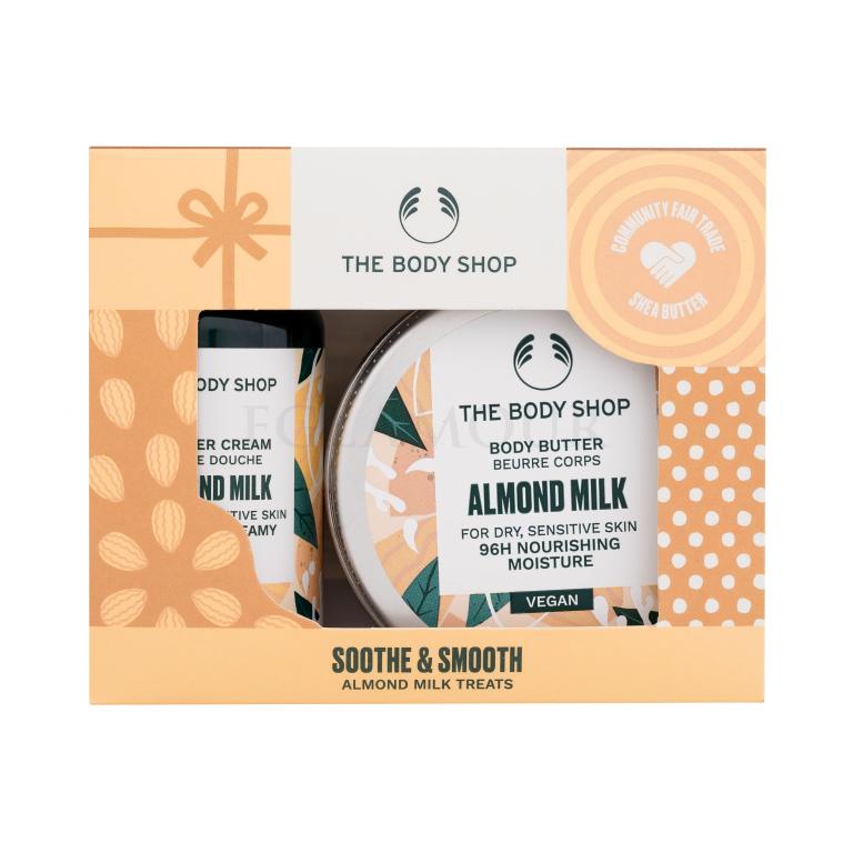 The Body Shop Almond Milk Soothe &amp; Smooth Geschenkset Duschcreme Shower Cream Almond Milk 60 ml + Körperbutter Body Butter Almond Milk 50 ml