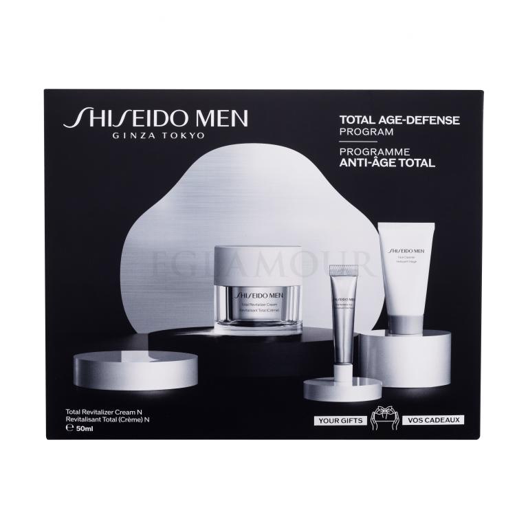 Shiseido MEN Total Revitalizer Cream Total Age-Defense Program Geschenkset Tagescreme MEN Total Revitalizer Cream 50 ml + Reinigungscreme MEN Face Cleanser 30 ml + Augencreme Total Revitalizer Eye 5 ml