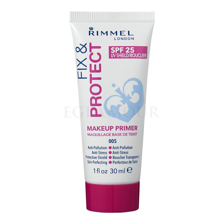 Rimmel London Fix &amp; Protect Makeup Primer SPF25 Make-up Base für Frauen 30 ml Farbton  005