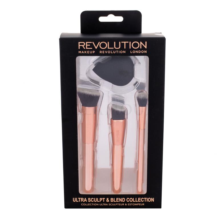 Makeup Revolution London Brushes Ultra Sculpt &amp; Blend Collection Geschenkset Kosmetikpinsel für Puder 1 St. + Kosmetikpinsel für Rouge 1 St. + Kosmetikpinsel für Lidschatten 1 St. + Make-up-Schwamm 1 St.