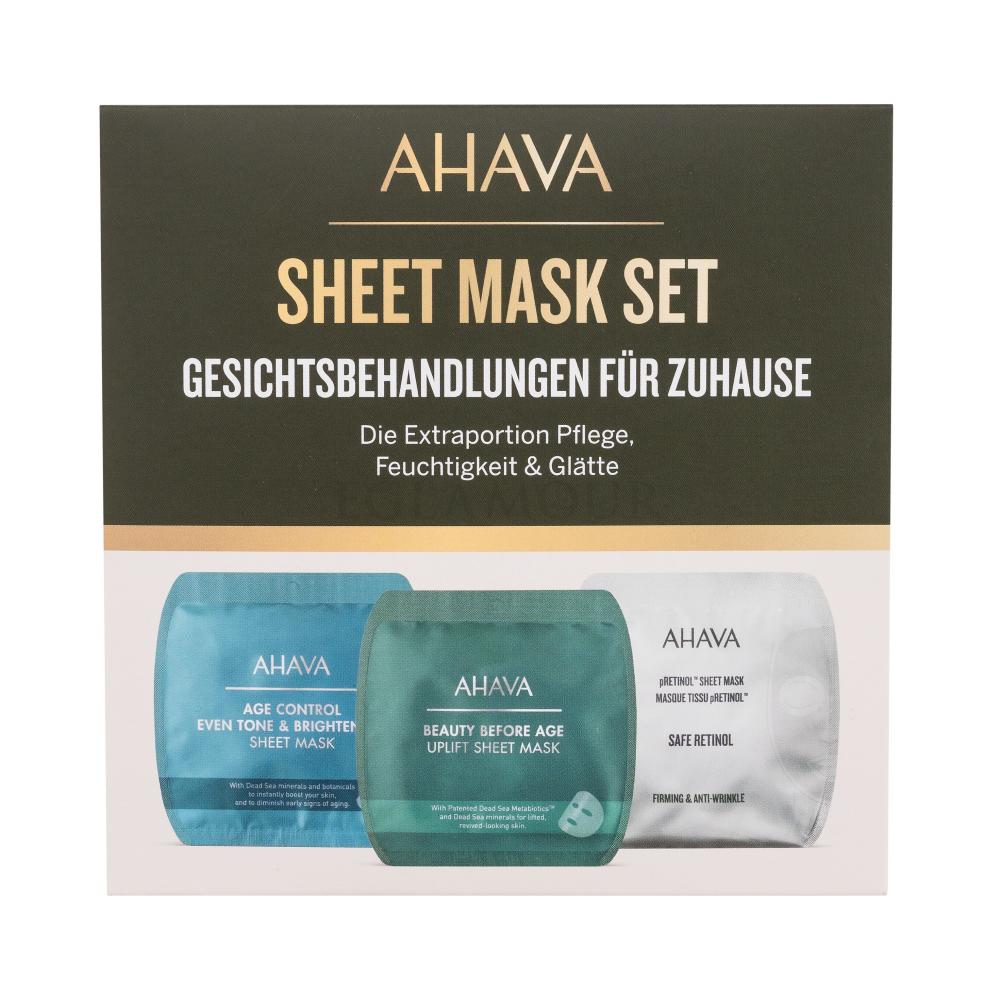 AHAVA Sheet Mask Set Geschenkset Gesichtsmaske Age Control Even Tone &  Brightening Sheet Mask 17 g + Gesichtsmaske Beauty Before Age Uplift Sheet  Mask 17 g + Gesichtsmaske pRetinol Sheet Mask 17 g