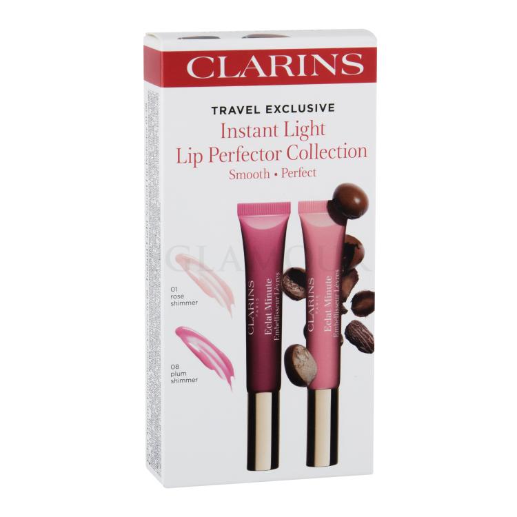 Clarins Instant Light Natural Lip Perfector Geschenkset Lipgloss 12 ml + Lipgloss 12 ml 08 Plum Shimmer