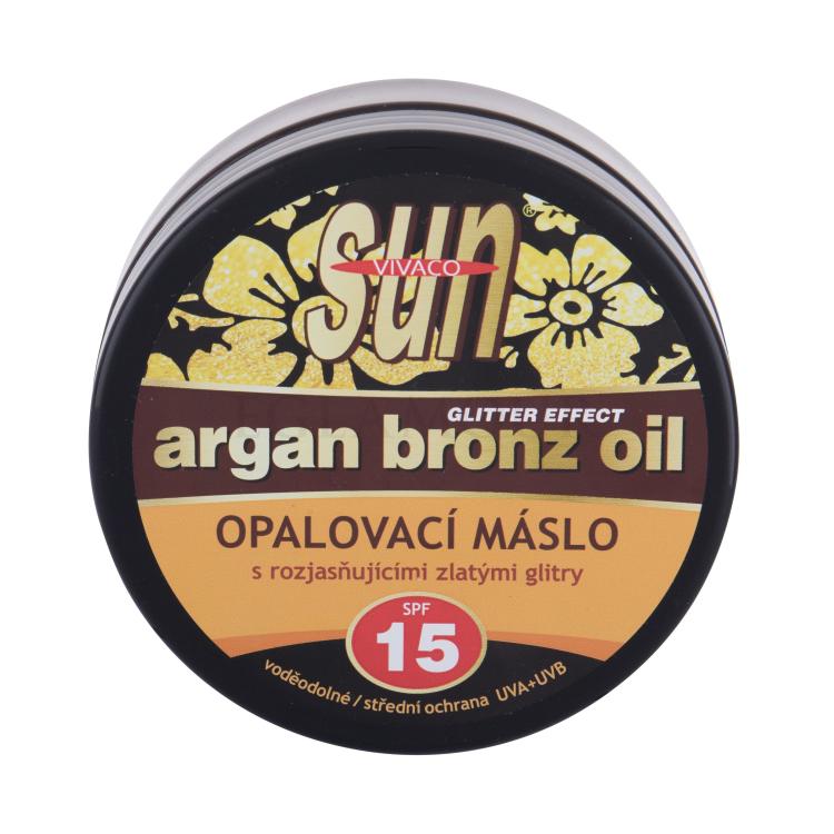 Vivaco Sun Argan Bronz Oil Glitter Effect Tanning Butter SPF15 Sonnenschutz 200 ml