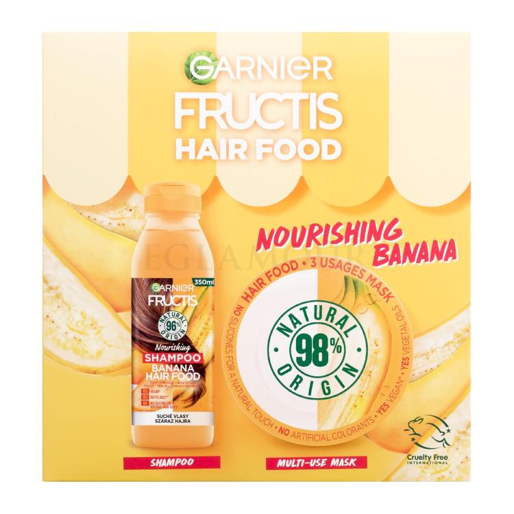 Garnier Fructis Hair Food Banana Geschenkset Shampoo Fructis Nourishing Banana Hair Food 350 ml + Haarmaske Fructis Nourishing Banana Hair Food 390 ml