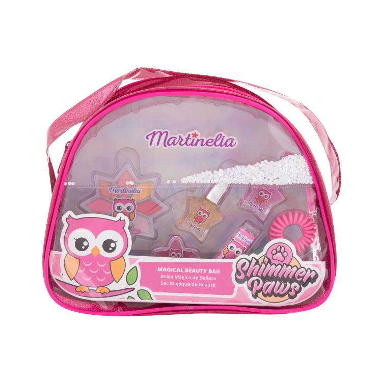 Martinelia Shimmer Paws Magical Beauty Bag Geschenkset Augen Lidschatten 2,8 g + Lip Gloss 2 g + Lippenstift 1,8 g + Nagellack 2 x 3 ml + Haargummi + Kosmetiktäschchen