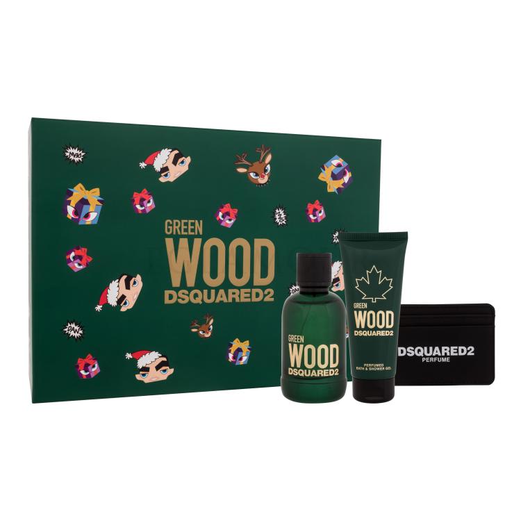 Dsquared2 Green Wood Geschenkset Eau de Toilette 100 ml + Duschgel 100 ml + Kartenetui