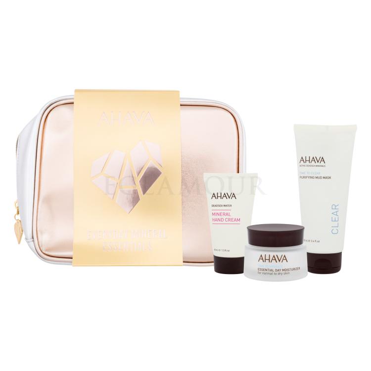 AHAVA Everyday Mineral Essentials Geschenkset Tagescreme Time To Hydrate Essential Day Moisturizer 50 ml + Gesichtsmaske Time To Clear Purifying Mud Mask 100 ml + Handcreme Deadsea Water Mineral Hand Cream 40 ml + Kosmetiketui