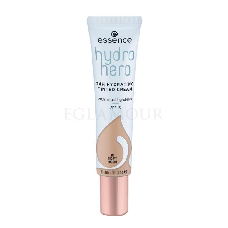 Essence Hydro Hero 24H Hydrating Tinted Cream SPF15 Foundation für Frauen 30 ml Farbton  10 Soft Nude