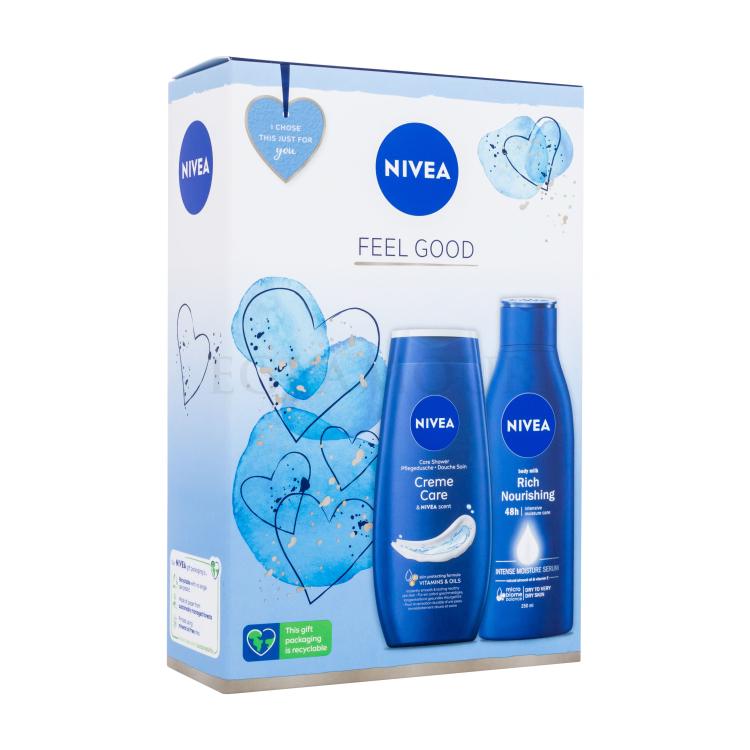 Nivea Feel Good Geschenkset Duschgel Creme Care 250 ml + Körpermilch Body Milk Rich Nourishing 250 ml