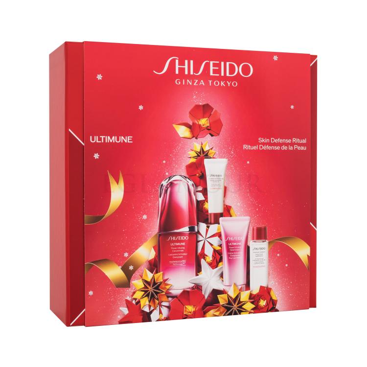 Shiseido Ultimune Skin Defense Ritual Geschenkset Gesichtsserum Ultimune 50 ml + Reinigungsschaum Clarifying Cleansing Foam 15 ml + Gesichtstonikum Treatment Softener 30 ml + Handcreme Ultimune 40 ml