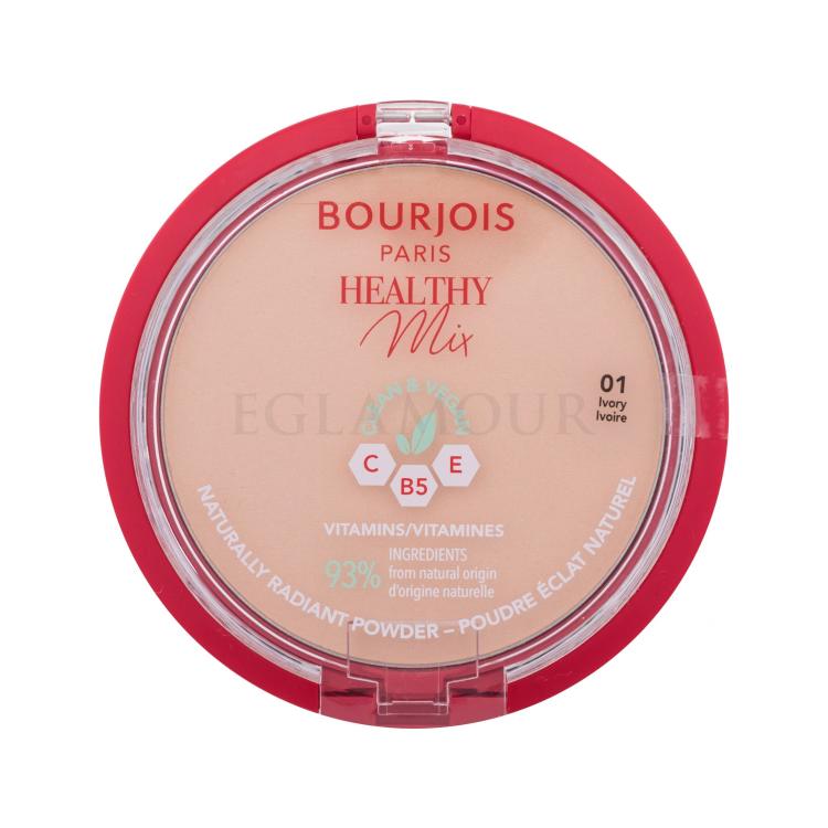 BOURJOIS Paris Healthy Mix Clean &amp; Vegan Naturally Radiant Powder Puder für Frauen 10 g Farbton  01 Ivory