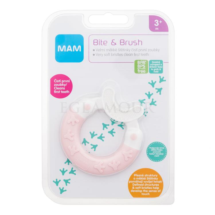 MAM Bite &amp; Brush Teether 3m+ Pink Zahnbürste für Kinder 1 St.